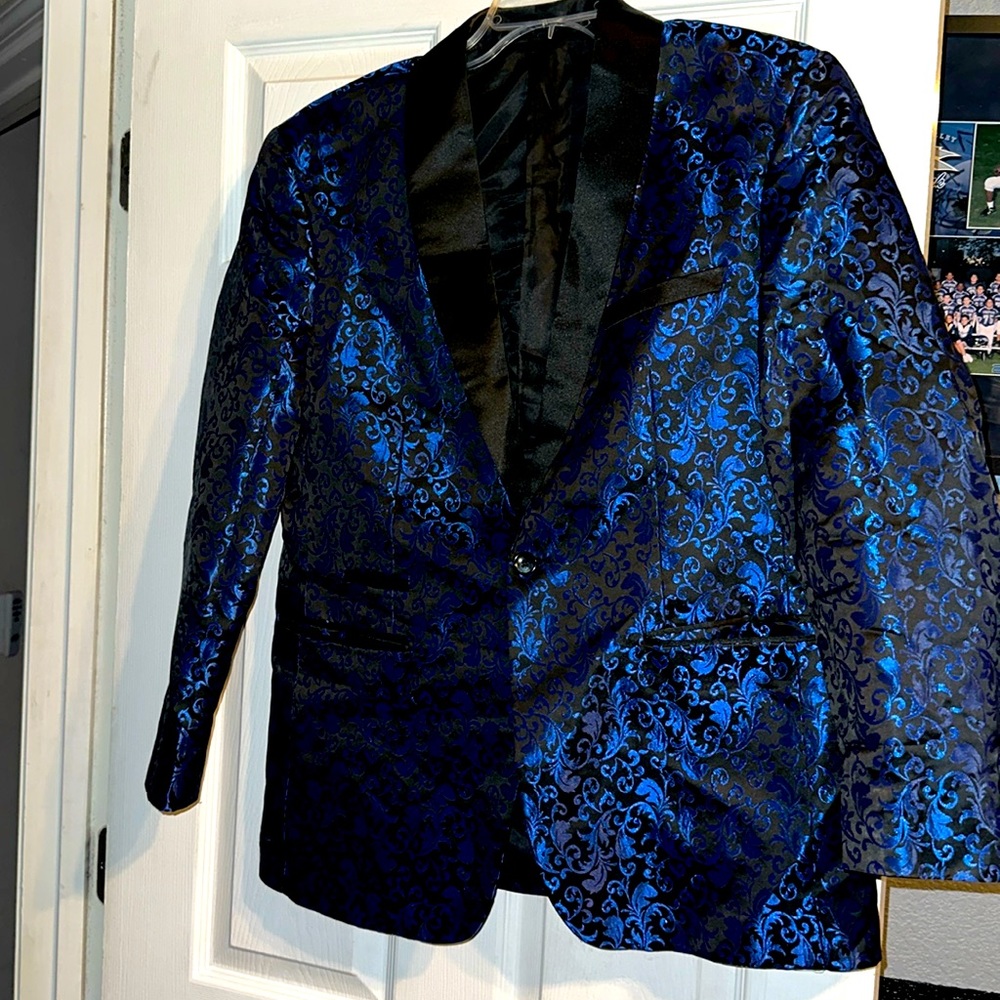 Blue and black paisley blazer